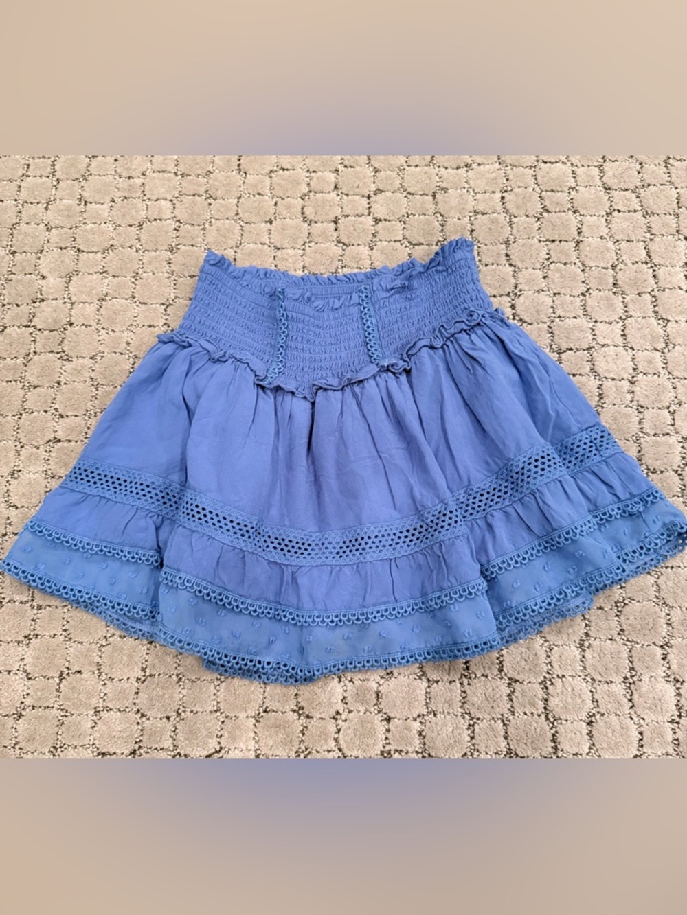 Katie J NYC Tween Blue Tiered Smocked Waist Skirt